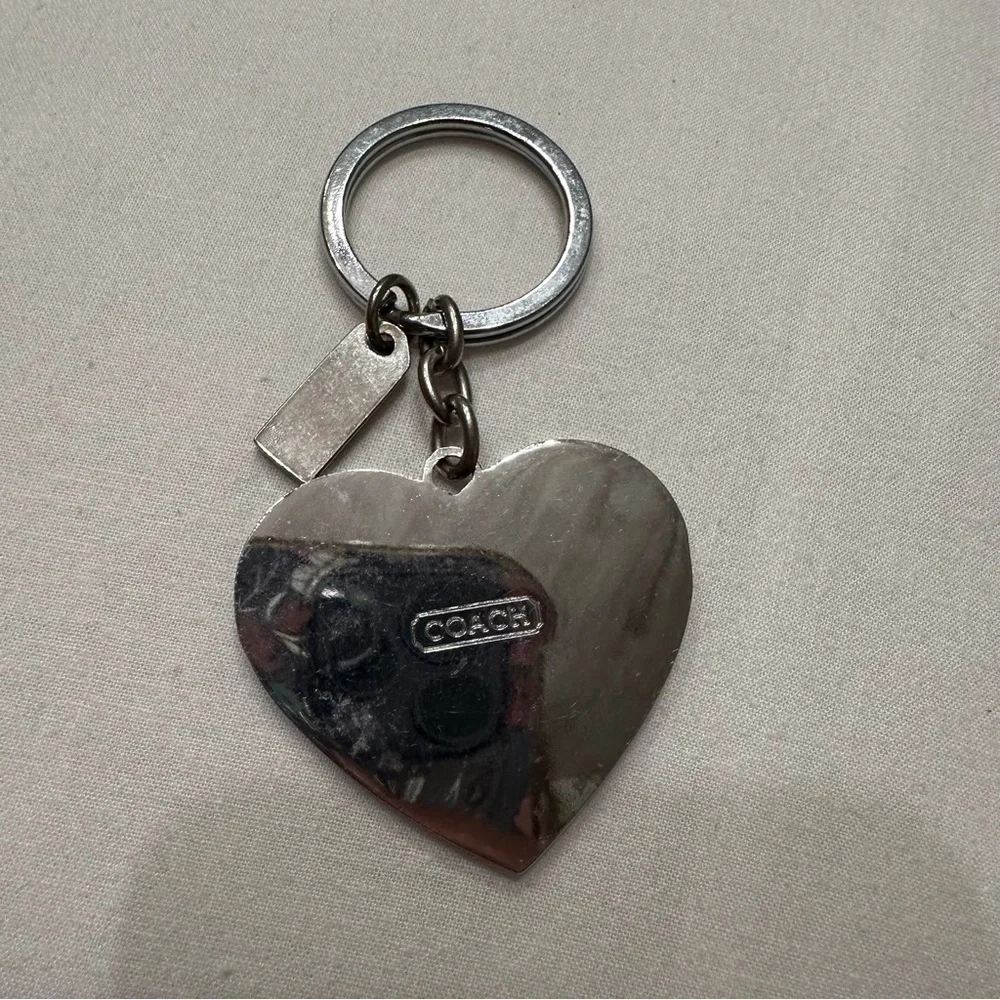 Coach Heart Keychain Charm Key Ring Red Gold Leatherware Bag Charm